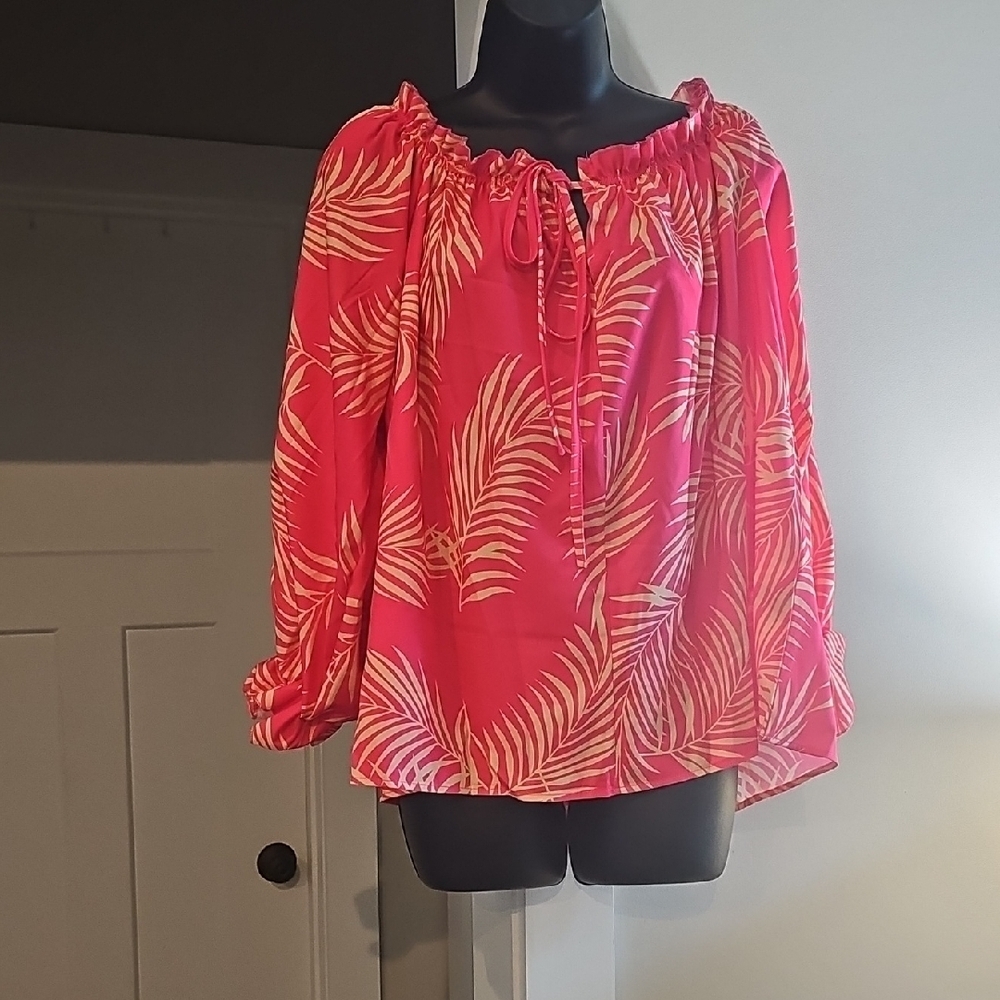 SHE + SKY 3/4 SLEEVE OFF THE SHOULDER BOHO TOP